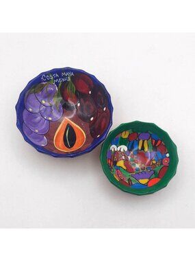 Talavera Pottery Salsa Bowls Set Of 2 Hand Painted Costa Maya Mexico Vintage